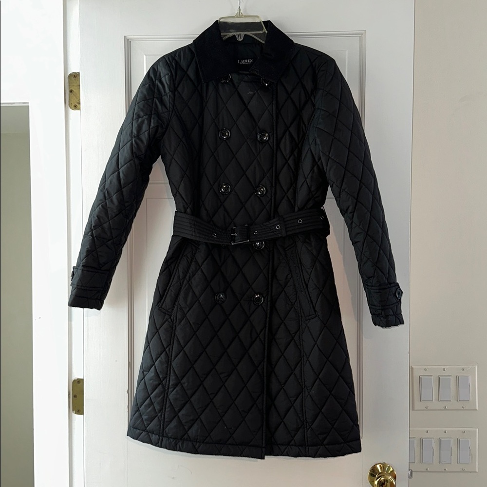Ralph Lauren quilted belted water resistant trench coat XS